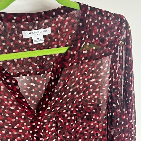 Liz Claiborne sheer long sleeve blouse (1X) - Picture 4 of 7